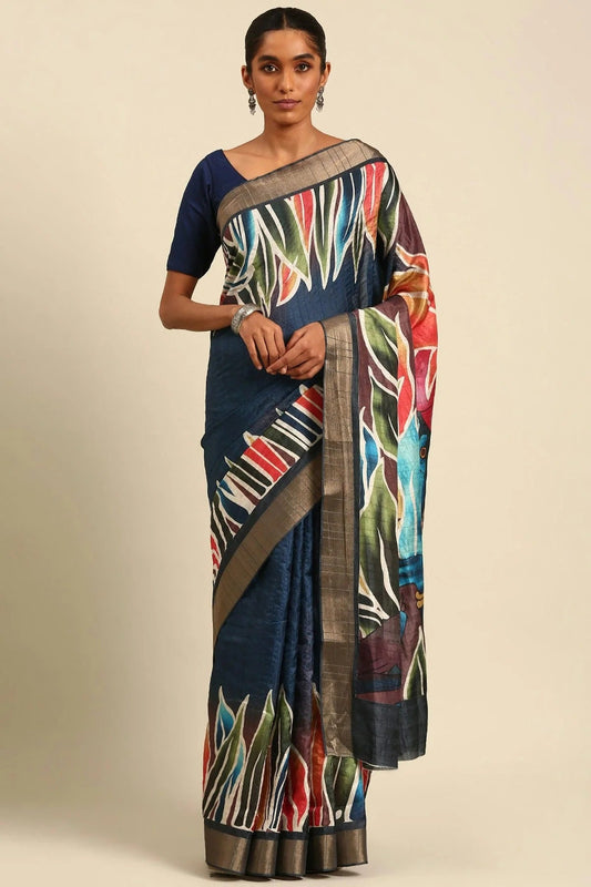 Blue Colour Cotton Printed Saree SD1102415