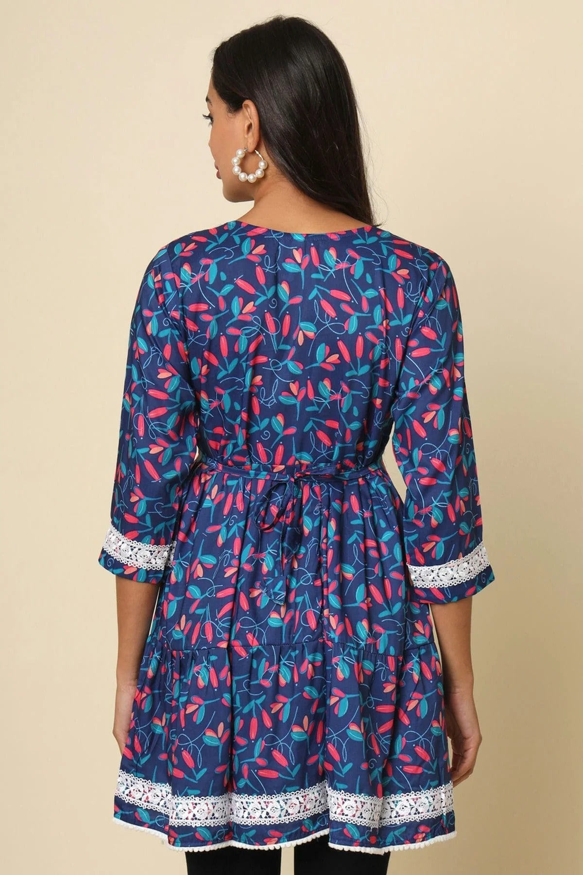 Blue Colour Cotton Printed
