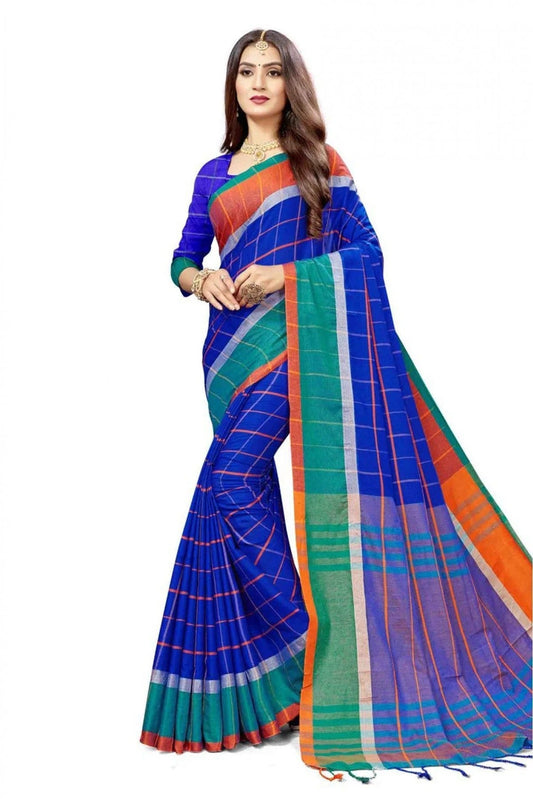 Blue Colour Cotton Silk Printed Saree SD1100858