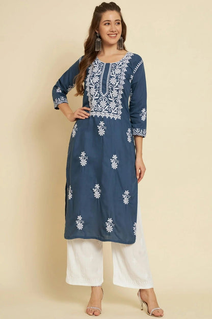 Blue Colour Cotton Slub Kurti KR1111034