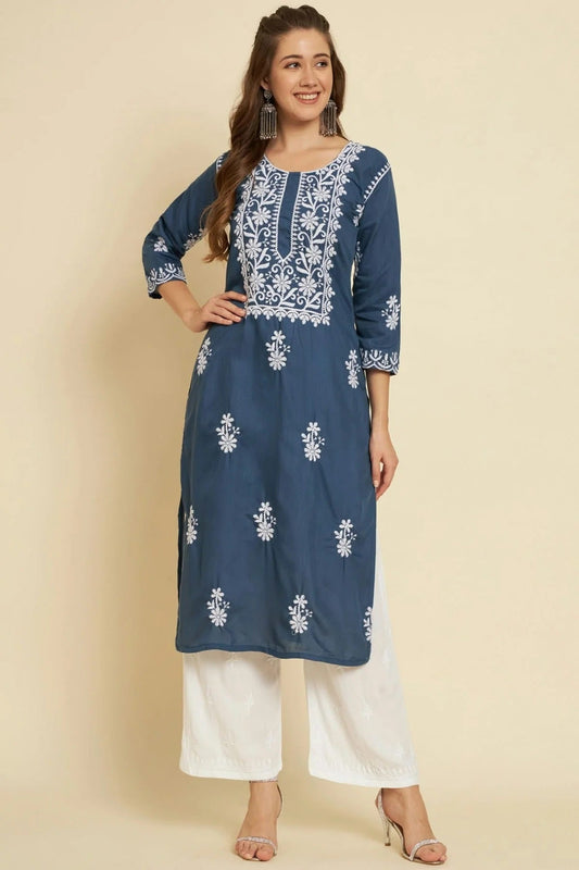 Blue Colour Cotton Slub Kurti KR1111034