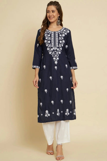 Blue Colour Cotton Slub Kurti KR1111047