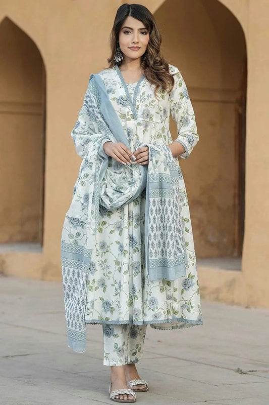 Blue Colour Cotton Slub Stitched Suit SS1112246
