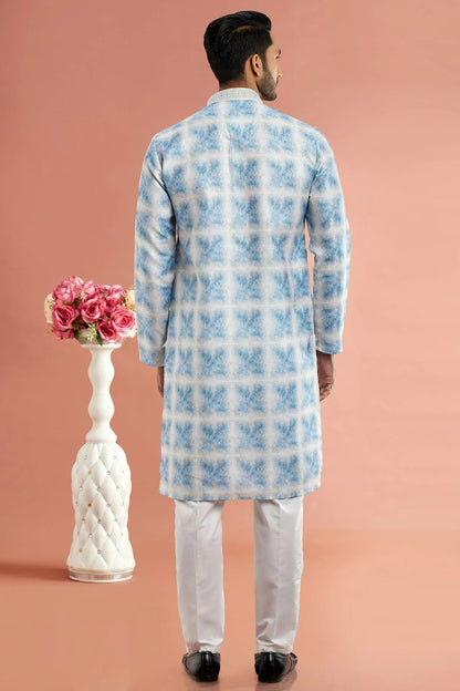 Blue Colour Cotton Thread Work Kurta Pajama KP1230177 B