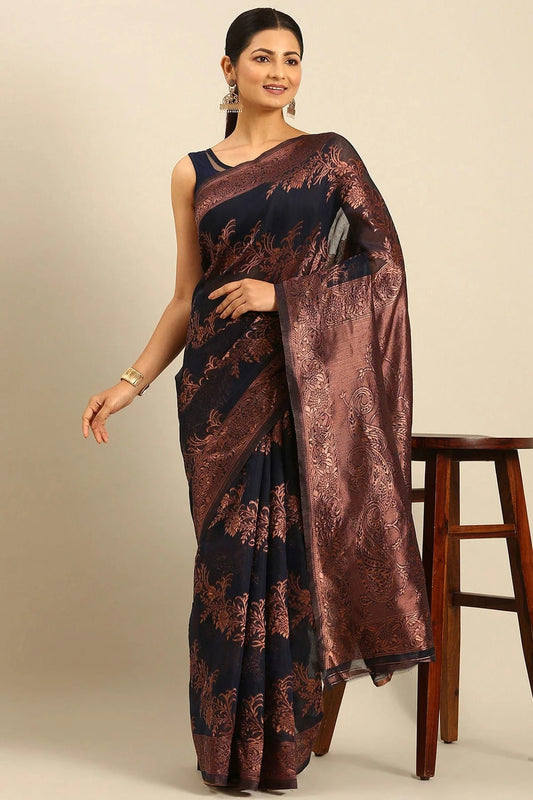 Blue Colour Cotton Traditional Saree SD1102534