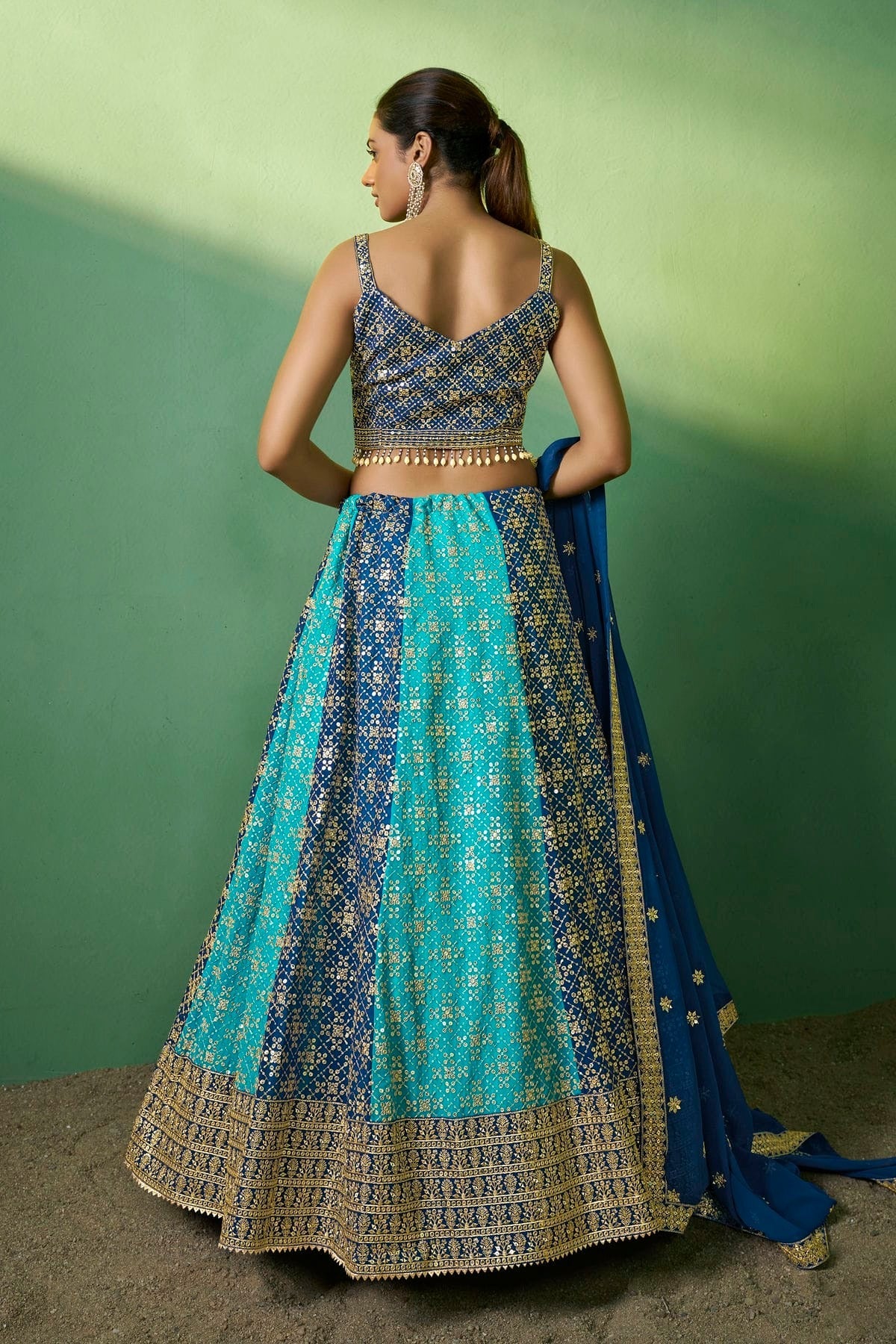 Blue Colour Embroidery Georgette Lehenga Choli LD1080782 A