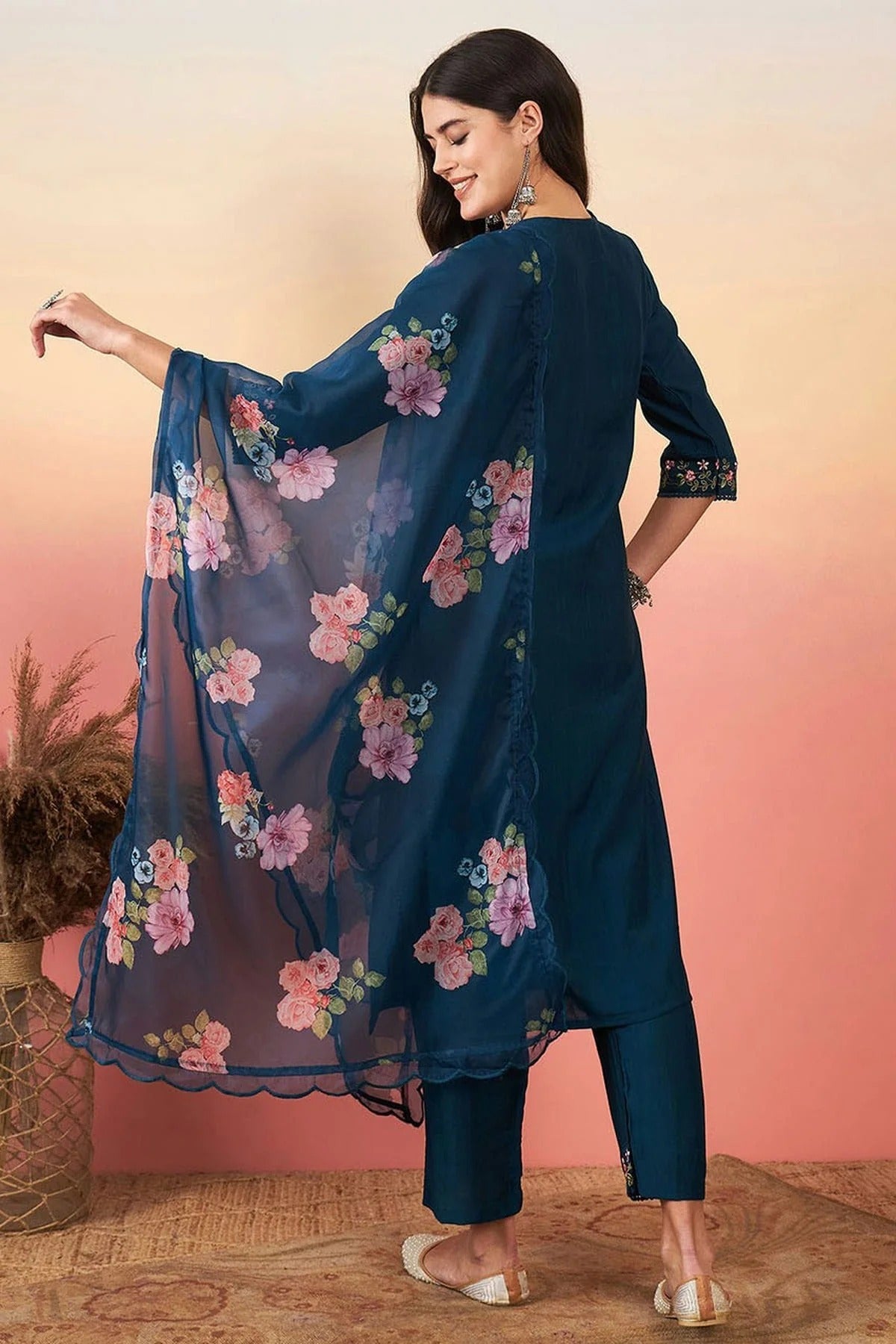 Blue Colour Embroidery Viscose Chanderi Stitched Suit SS1112472 A