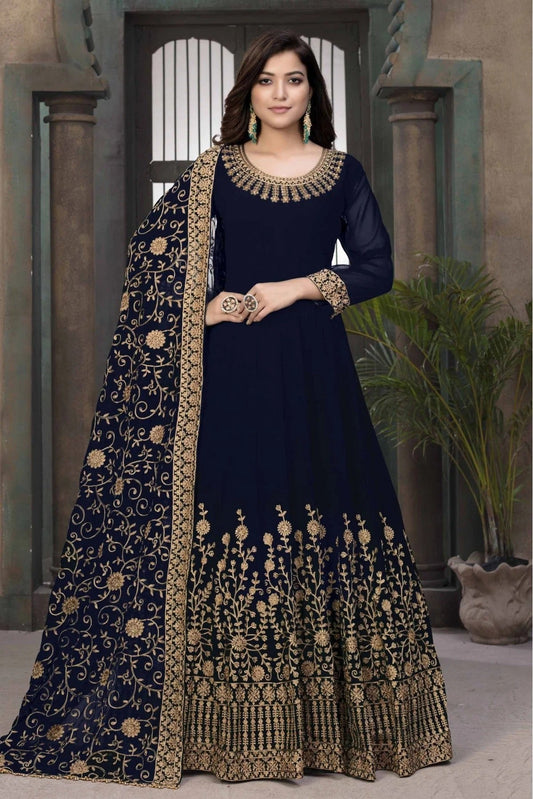 Blue Colour Faux Georgette Anarkali Suit SM1050057