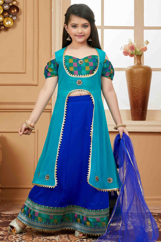 Blue Colour Faux Georgette Lehenga Choli GW1070783