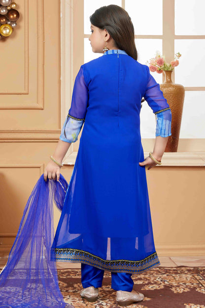 Blue Colour Faux Georgette Pant Style Suit GW1070770 A