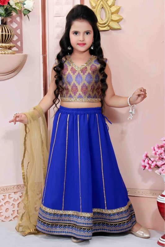 Blue Colour Faux Georgette Party Wear Lehenga Choli GW1070009
