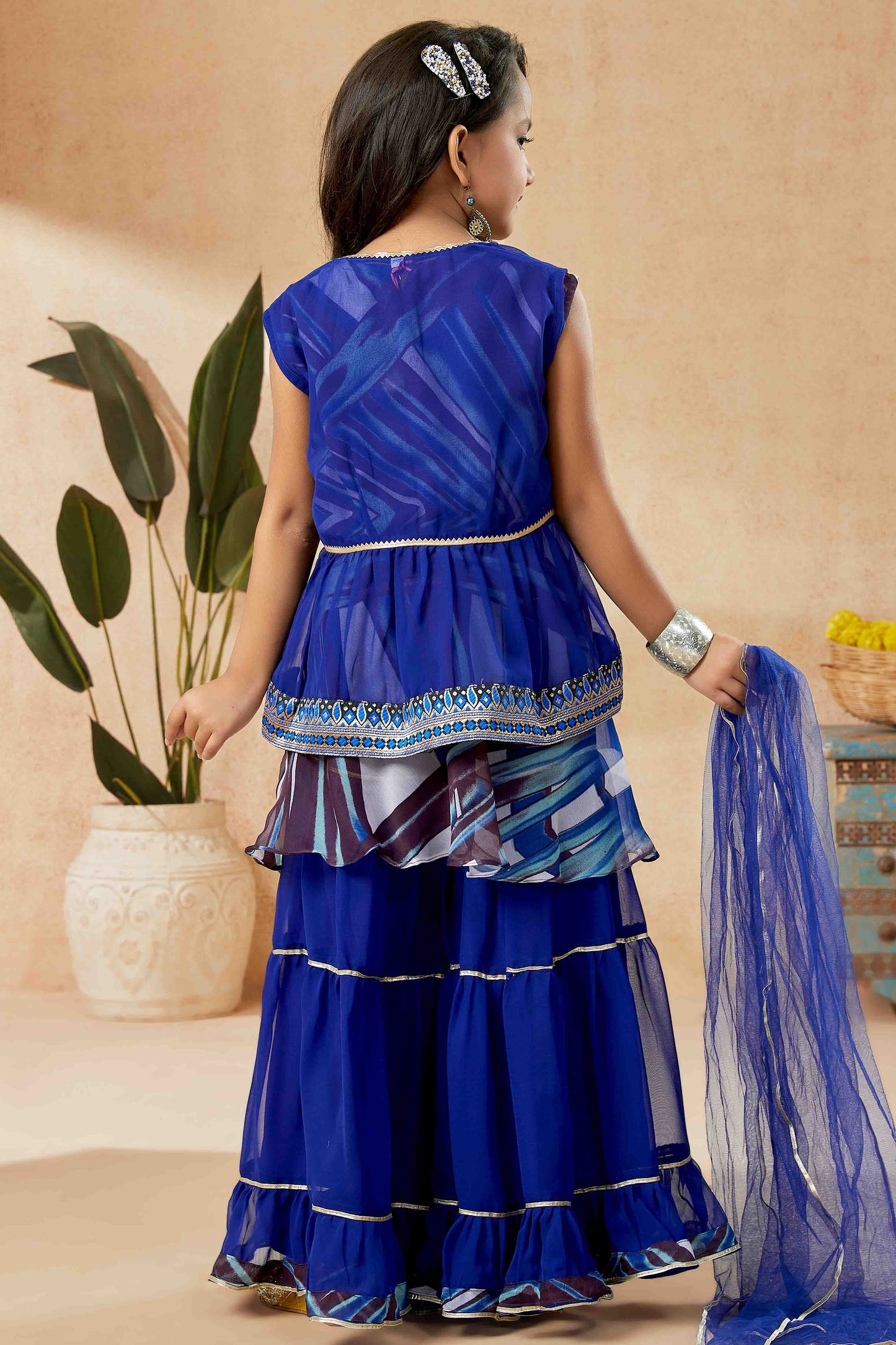 Blue Colour Faux Georgette Sharara Suit GW1070772 A