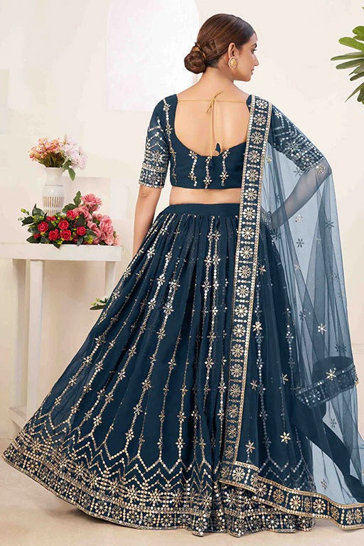 Blue Colour Georgette Designer Lehenga Choli LC1240024 A