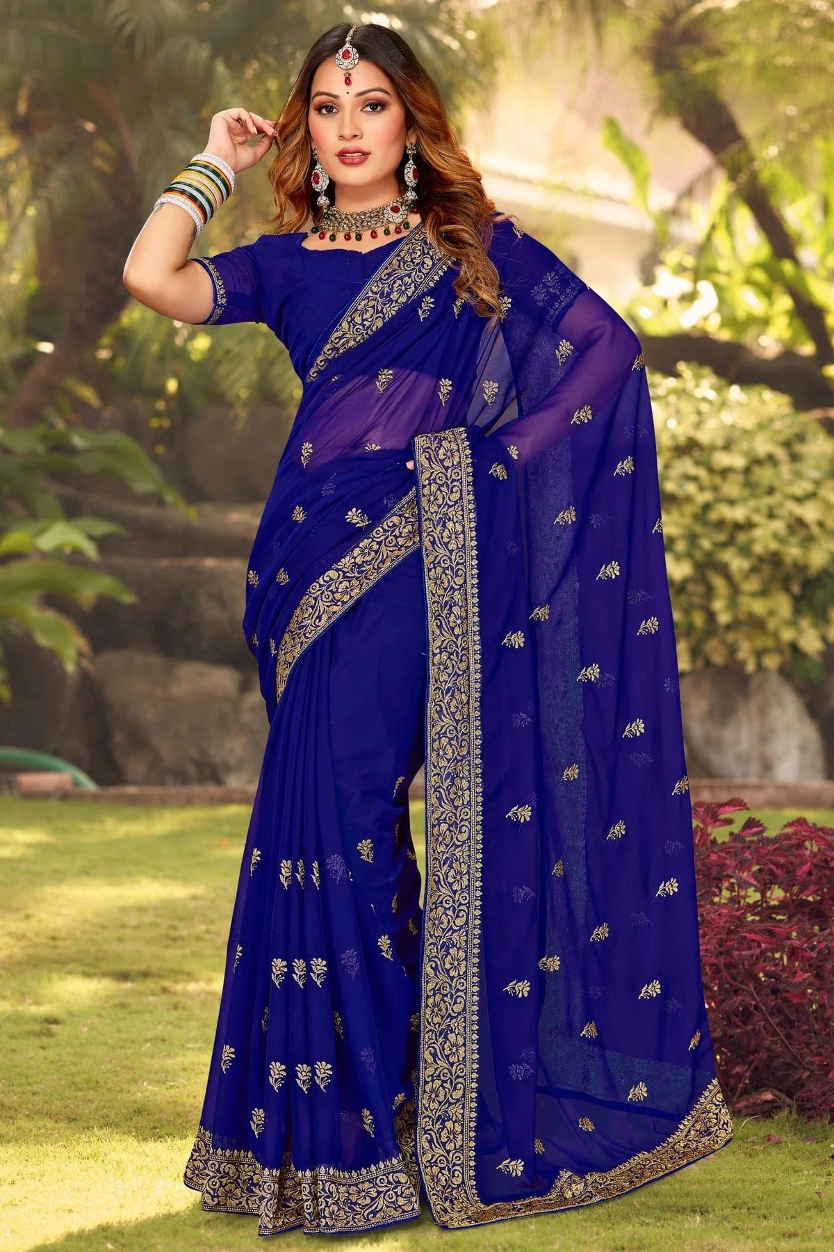 Blue Colour Georgette Designer Saree LC1121399
