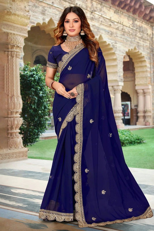 Blue Colour Georgette Designer Saree LC1121421