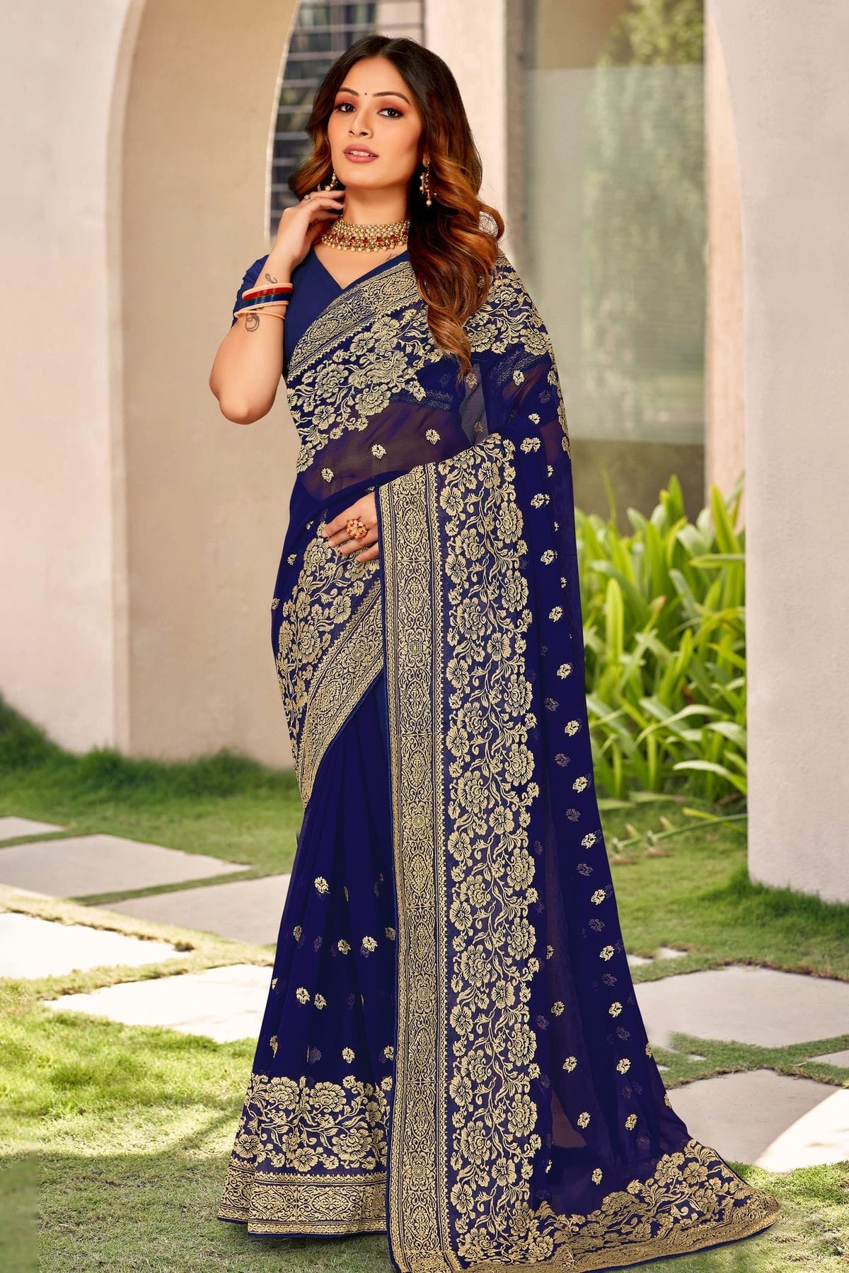 Blue Colour Georgette Designer Saree LC1121443