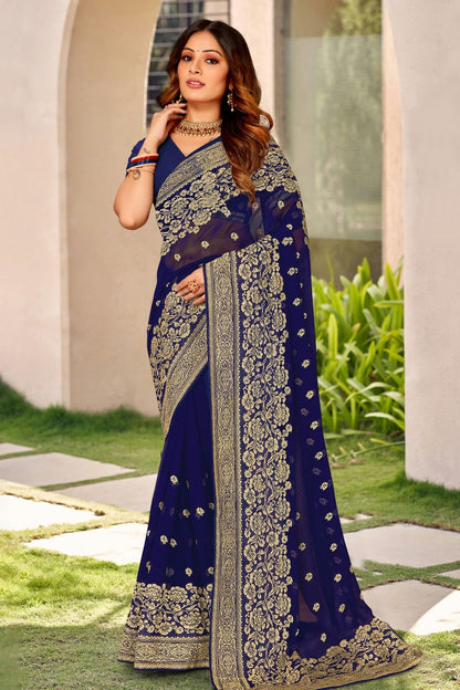 Blue Colour Georgette Designer Saree LC1121443