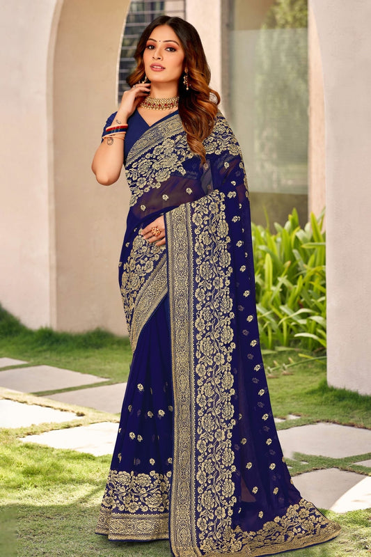 Blue Colour Georgette Designer Saree LC1121443