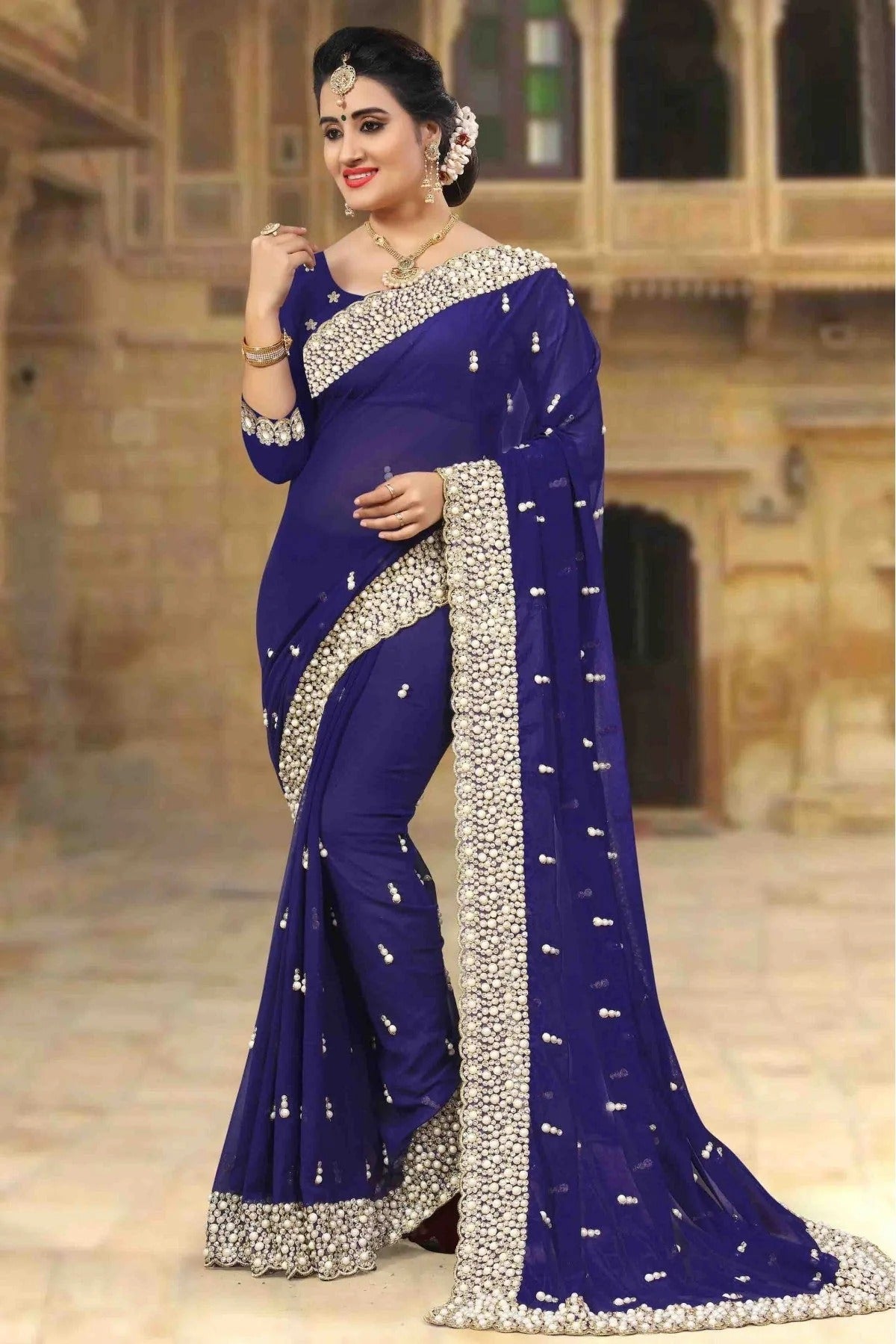 Blue Colour Georgette Designer Saree SD1090007