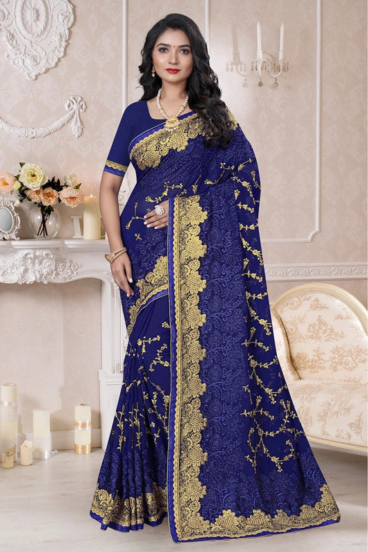 Blue Colour Georgette Designer Saree SD1090129
