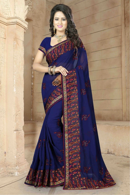 Blue Colour Georgette Designer Saree SD1120463