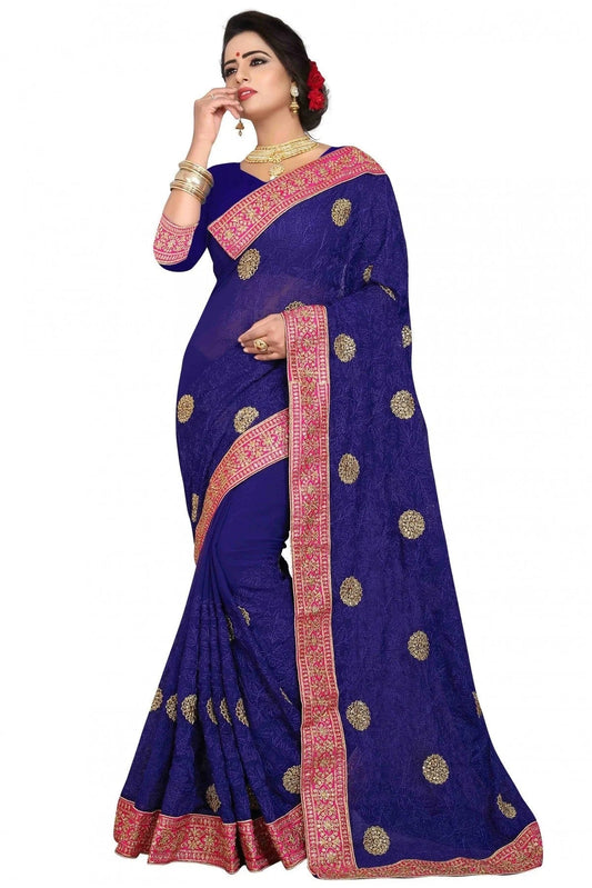 Blue Colour Georgette Embroidery Saree SD1120122