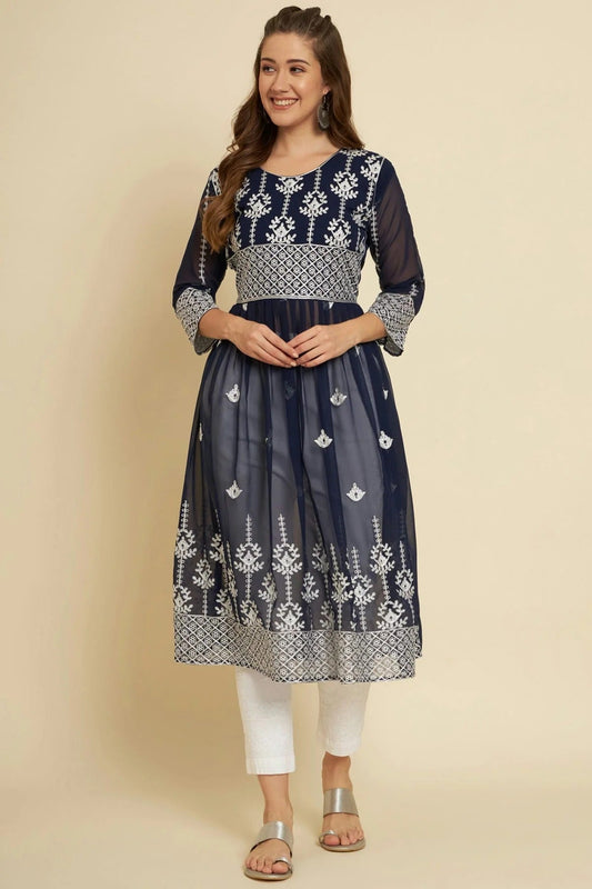 Blue Colour Georgette Kurti KR1111037