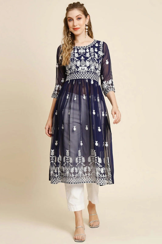Blue Colour Georgette Kurti KR1111258