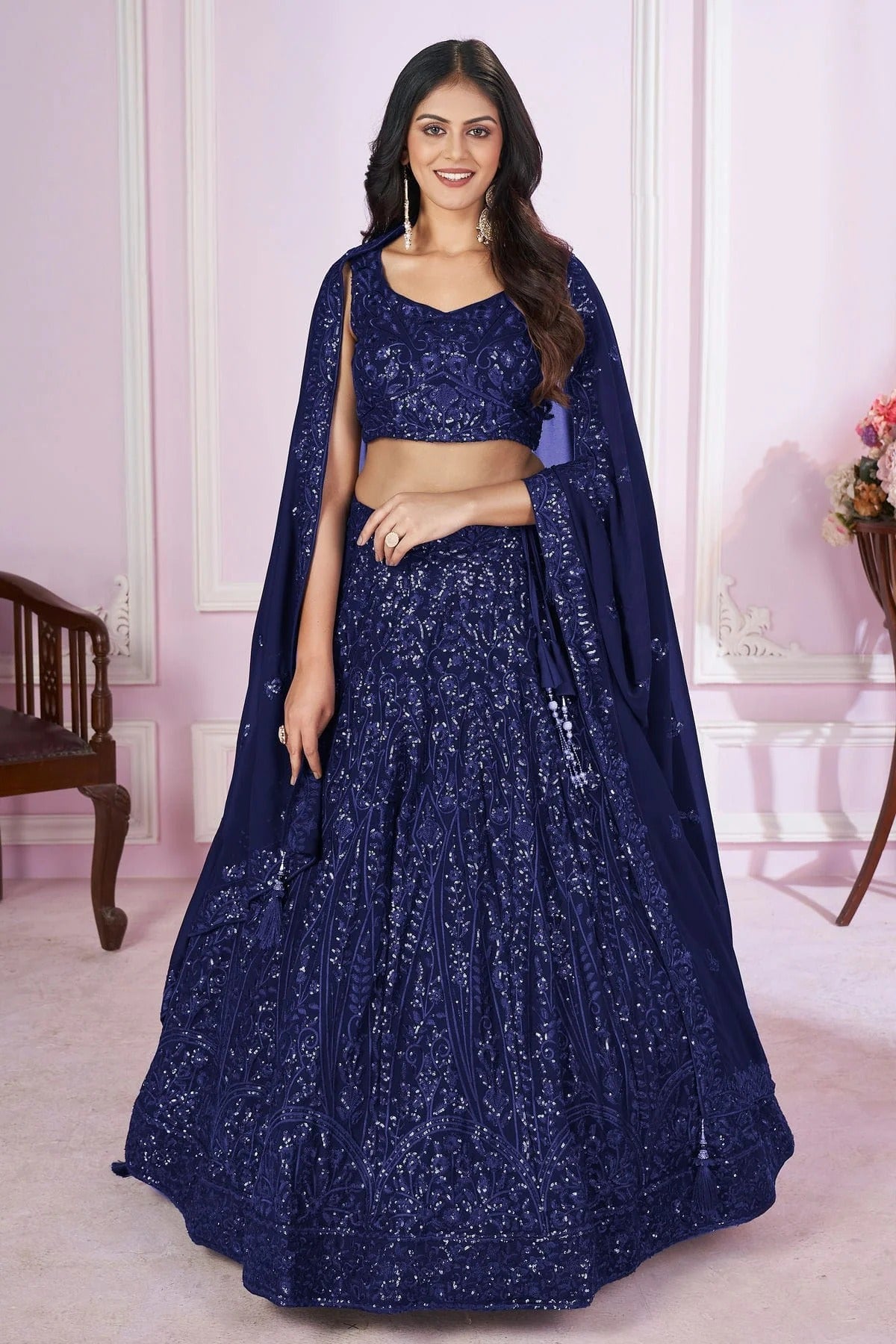 Blue Colour Georgette Lehenga Choli LC1010285