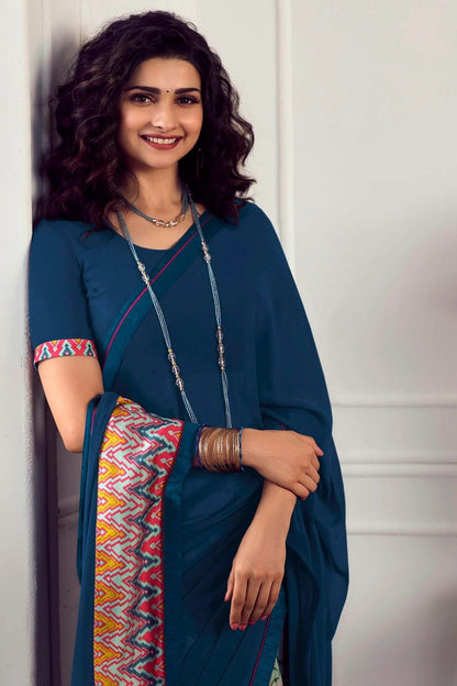 Blue Colour Georgette Printed Saree SD1180055 A