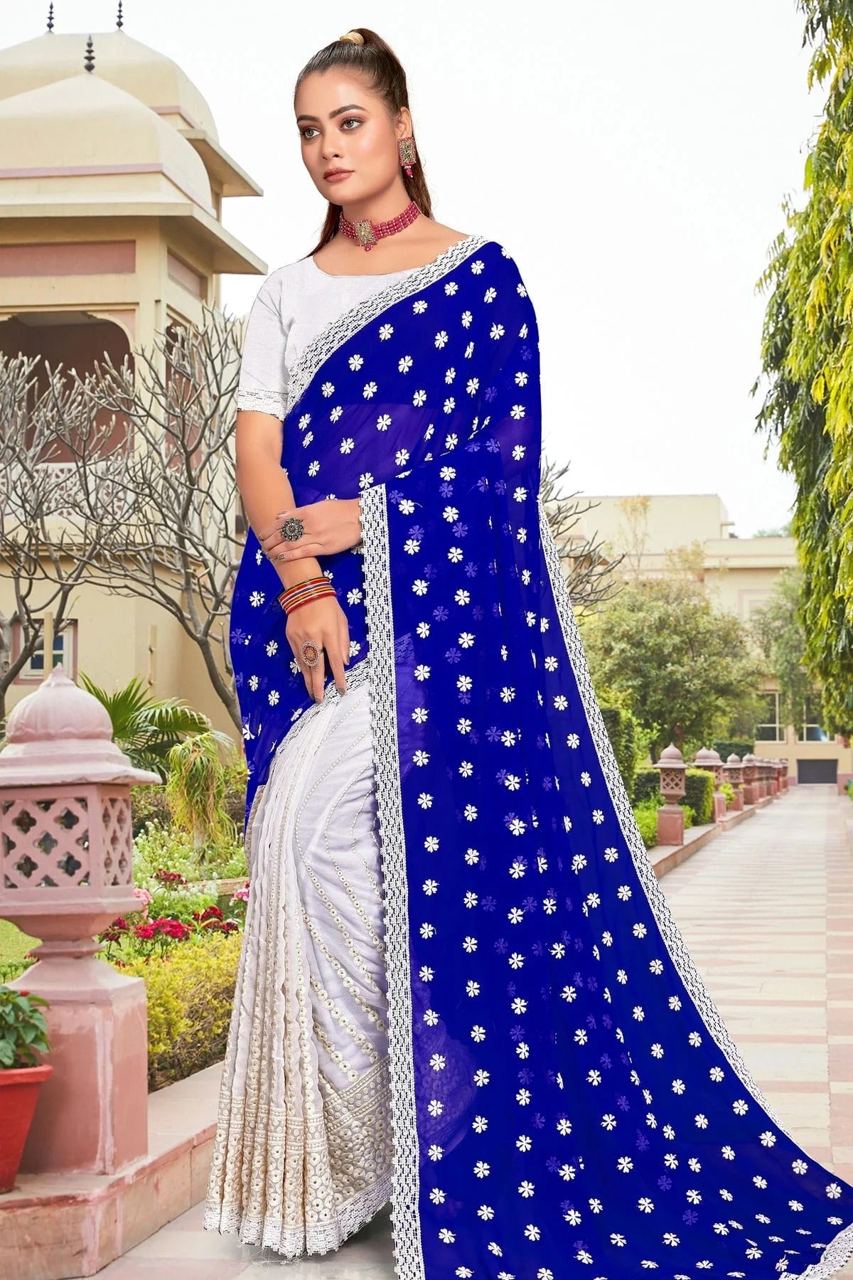 Blue Colour Georgette Saree SD1090943