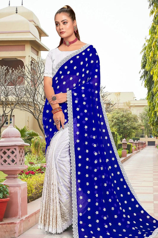Blue Colour Georgette Saree SD1090943