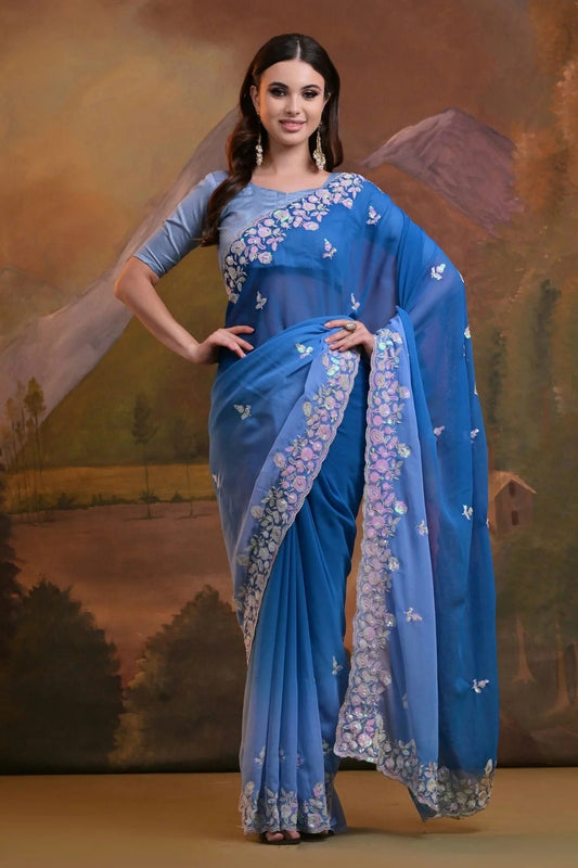 Blue Colour Georgette Saree SD1110513