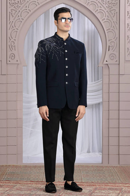 Blue Colour Hand Work Imported Fabric Jodhpuri