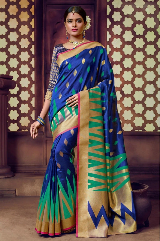 Blue Colour Handloom Cotton Traditional Saree SD1100087
