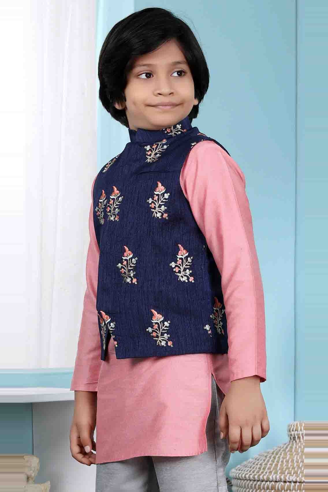 Blue Colour Handloom Silk Jacket BW1070136 A