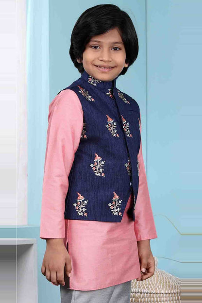 Blue Colour Handloom Silk Jacket BW1070136 B