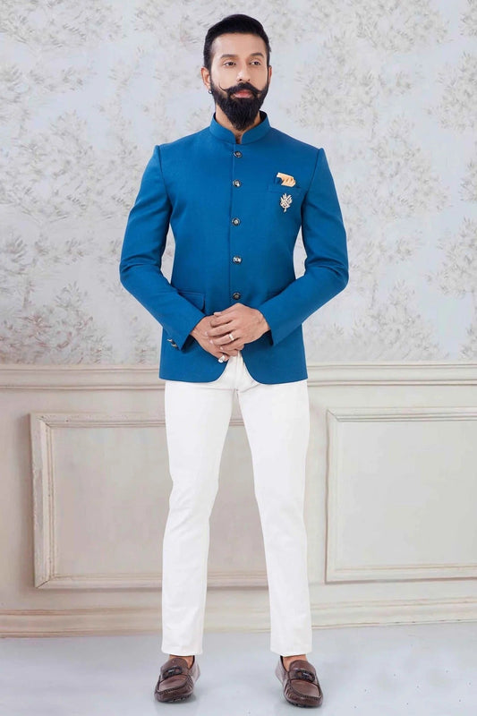 Blue Colour Imported Fabric Jodhpuri Suit SH1130034