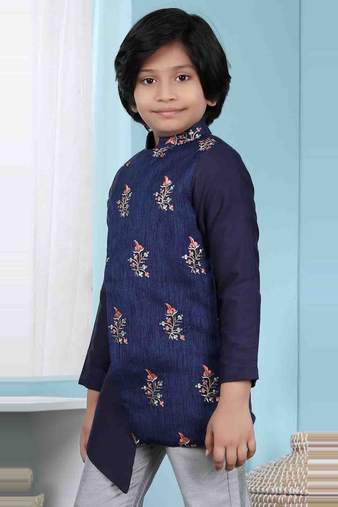 Blue Colour Jacquard Jacket BW1070137 A