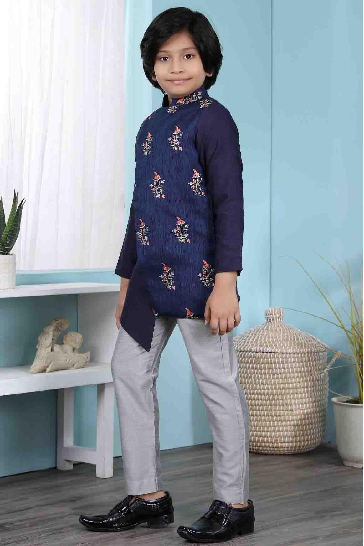 Blue Colour Jacquard Sherwani BW1070077 A