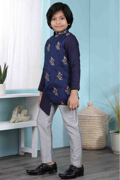 Blue Colour Jacquard Sherwani BW1070077 A