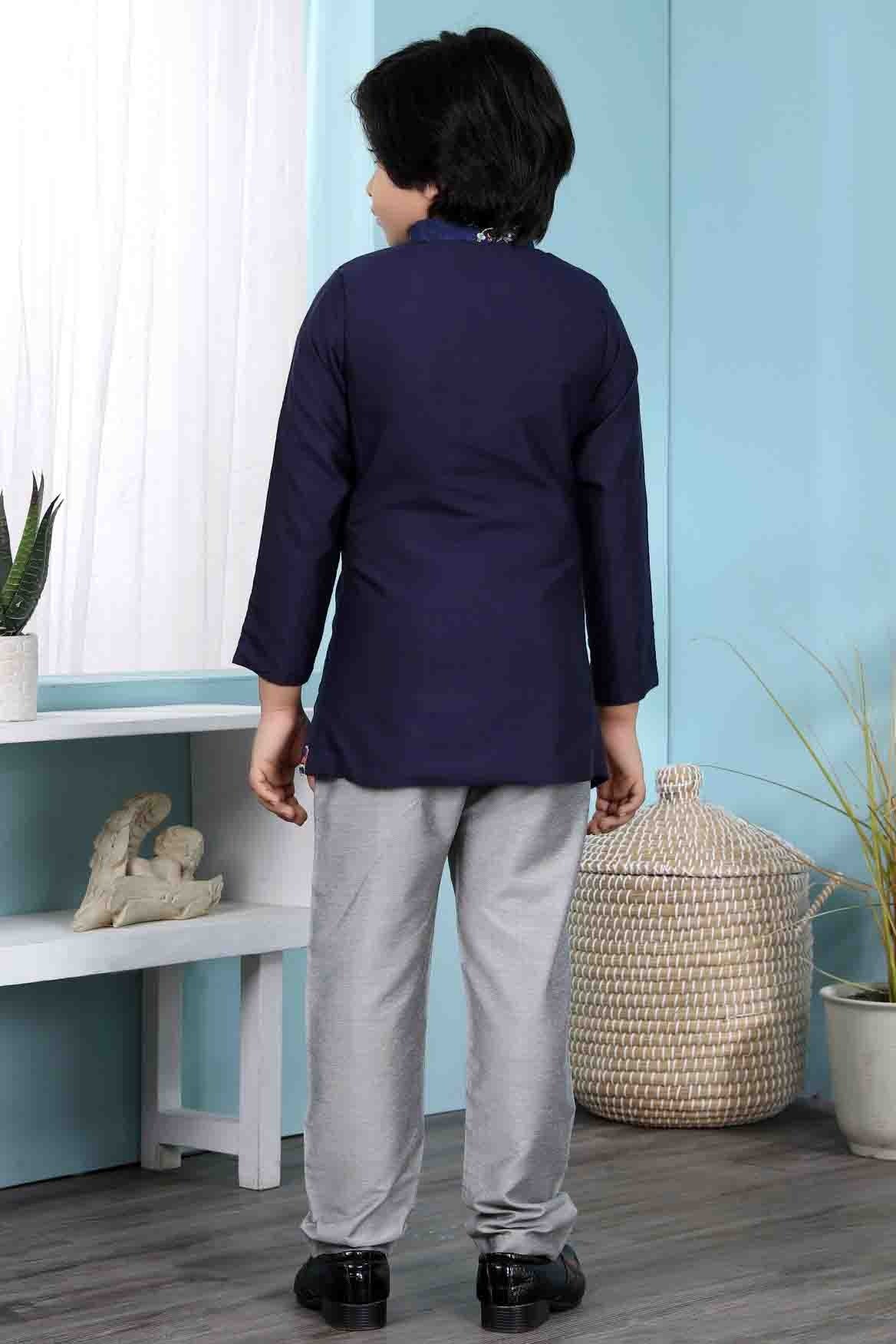 Blue Colour Jacquard Sherwani BW1070077 C