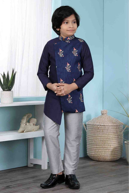 Blue Colour Jacquard Sherwani BW1070077