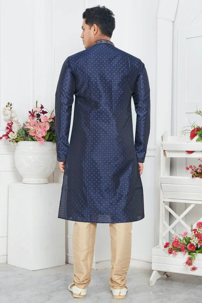 Blue Colour Jacquard Silk Brocade Kurta Pajama KP1230219 B