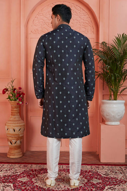 Blue Colour Jacquard Silk Brocade Kurta Pajama KP1230240 B