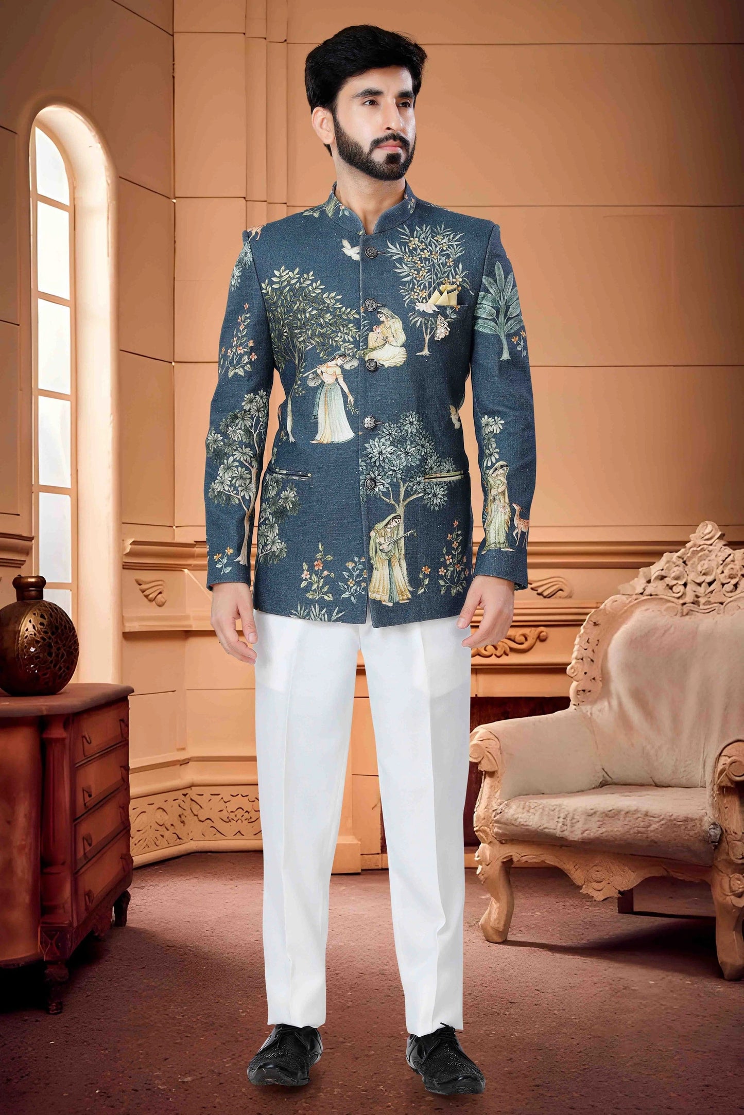 Blue Colour Jodhpuri In Handloom Cotton Fabric JP1130144