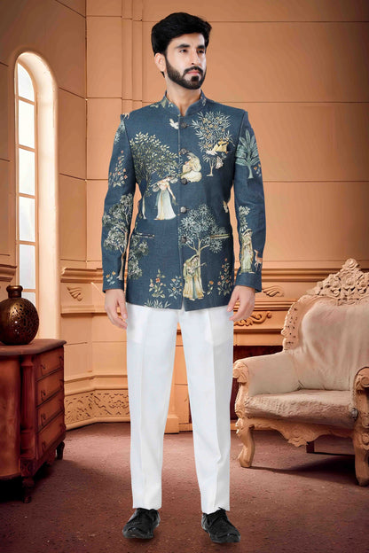 Blue Colour Jodhpuri In Handloom Cotton Fabric JP1130144