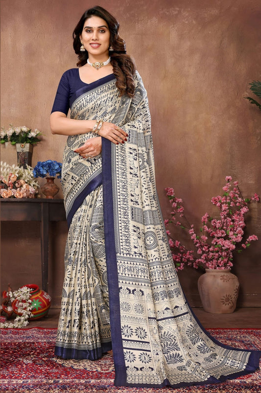 Blue Colour Khadi Printed Saree SD1180094