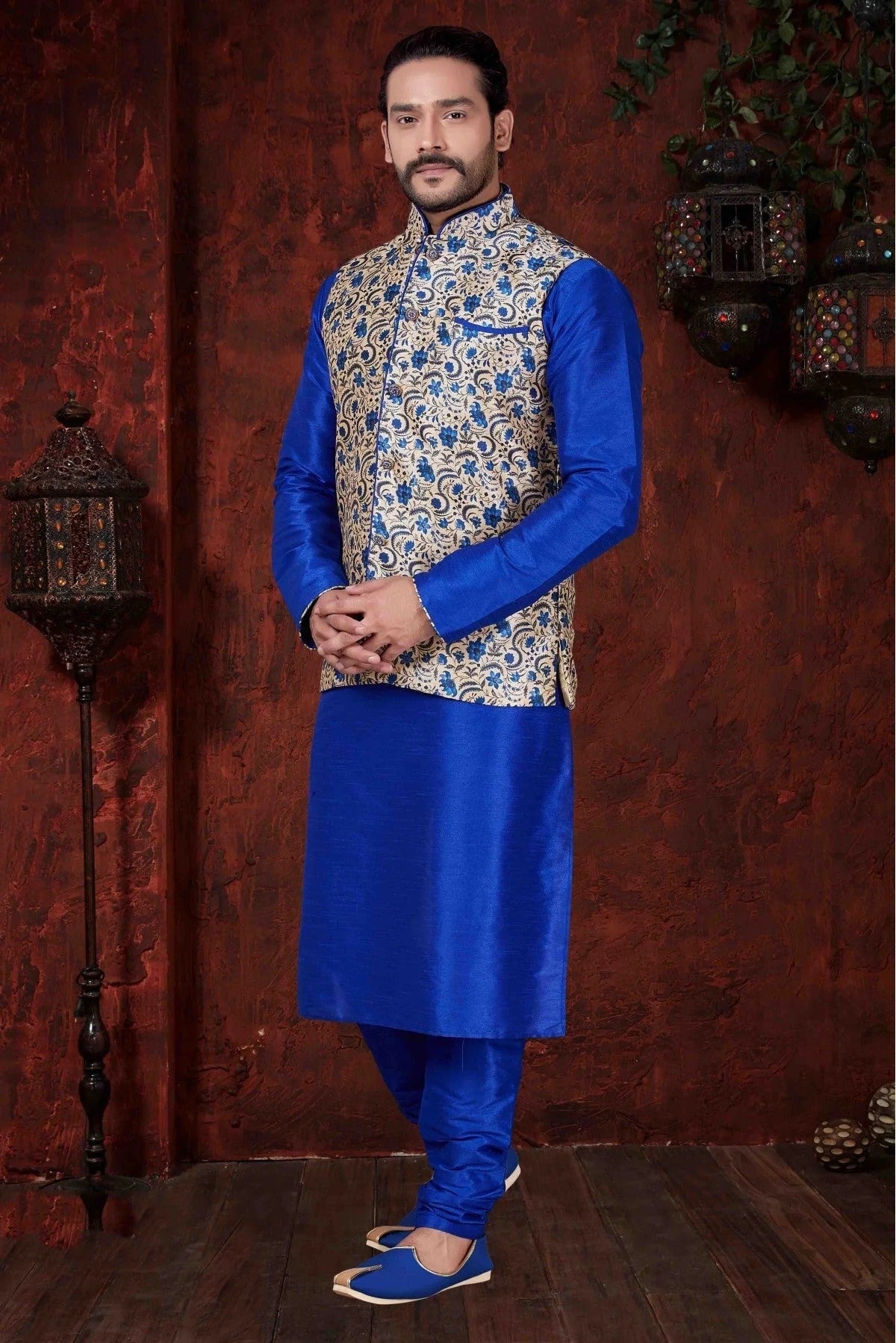 Blue Colour Kurta Pajama In Art Dhupion Fabric KP1040046