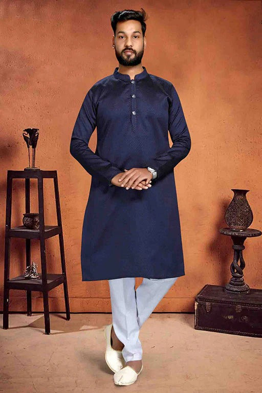 Blue Colour Kurta Pajama In Brocade KP1210216